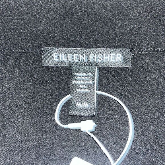NWT Eileen Fisher Silk Georgette Crepe Trench Coat Women’s Medium Black - Picture 10 of 16